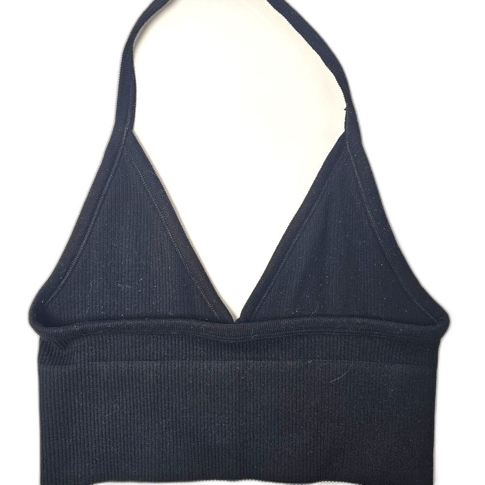 Out From Under Halter Tank XS Black Ribbed Seamless Crop Urban Outfitters - Picture 3 of 3